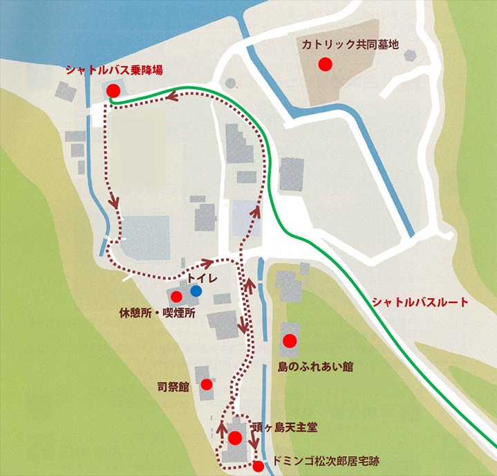 図：頭ヶ島の集落ルートマップ