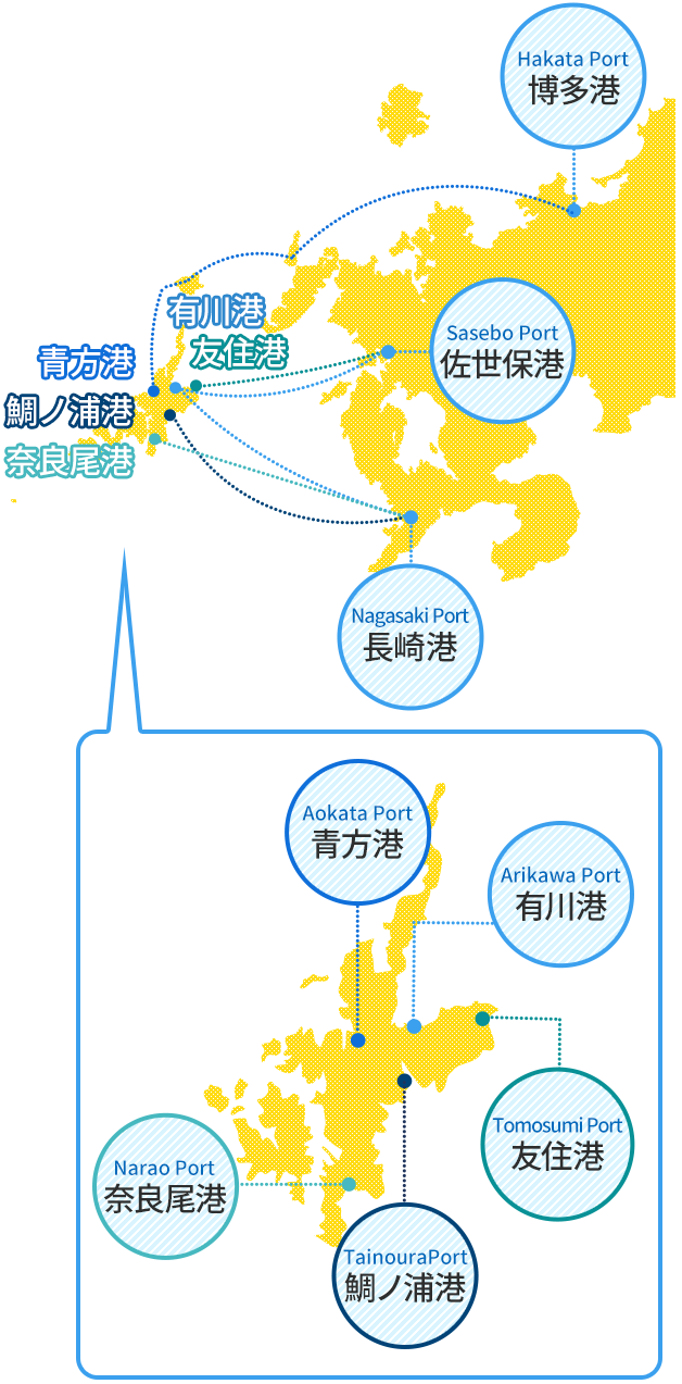 図：五島列島への各航路